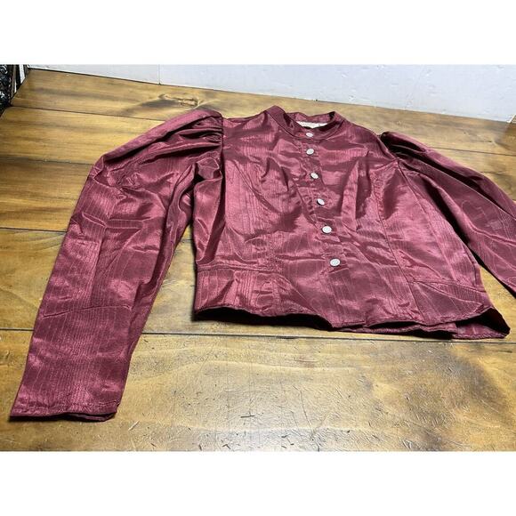 Wahmaker womens 1880s Style Blouse Burgundy Poly Blend Moire 2XL - Picture 5 of 11